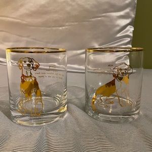 NEW Anthropologie Dog Rocks Glasses Set of Two
